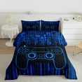 thumbnail image 3 of Feelyou Futuristic Gamepad Boys Bedding Comforter Set, Neon Blue Honeycomb Abstract Twin Comforter Sets, Modern Video Game Reversible Bedding Set, Lightweight Room Decor, 2-Piece, 3 of 9