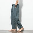 thumbnail image 4 of Pantalon de Lin Décontracté Décontracté Léger à Taille Élastique pour Hommes, 4 of 6