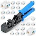 thumbnail image 1 of Juego de herramientas Everest EasyJack con terminación de velocidad en ángulo de 90° con 20 conectores Keystone RJ45 Cat6, 1 of 9