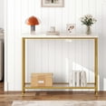thumbnail image 6 of EastVita Console Table - Glass Shelf, Metal Frame, 33.5” Behind Couch Table Industrial Hallway Table for Living Room, Foyer, Bedroom,Console Sofa Table, 6 of 6