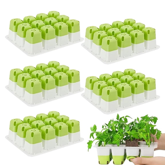 5Pcs Reusable Seed Starter Trays Kit (60 Cells in Total), Silicone Seedling Starter Trays for Starting Plant Seeds, Indoor Gardening Plant Germination Tray