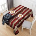 thumbnail image 6 of Retro American Flag Table Cloth Waterproof Tablecloths, Red Blue Flag Vintage Wooden Tablecloth Dining Table Cover for Kitchen Party Tabletop Outdoor, Rectangle Tablecloth 60x120 Inch, 6 of 9