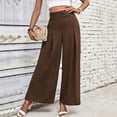 thumbnail image 3 of Boho Wide Leg Pants for Women Simple Solid High Waist Palazzo Pants Flowy Trendy Summer Trousers for Party Dating, 3 of 4