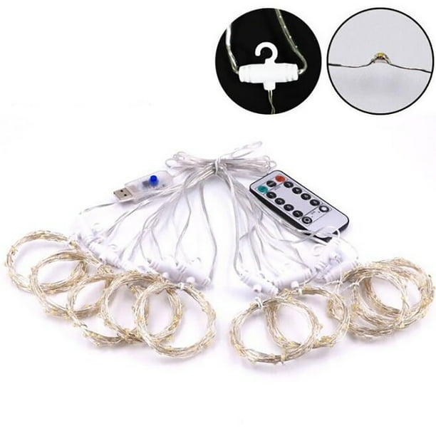 onlyliua para Interior/Exterior Cortina de Luces Decorativas para Fiestas, 8 Modos, Cadena de Luces Usb Control Remoto