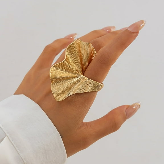 Yoyauz Wide Bands Rings Thick Rings For Women Irregular Thick Gold & Silver Rings Simple Statement Rings Jewelry Gifts For Women