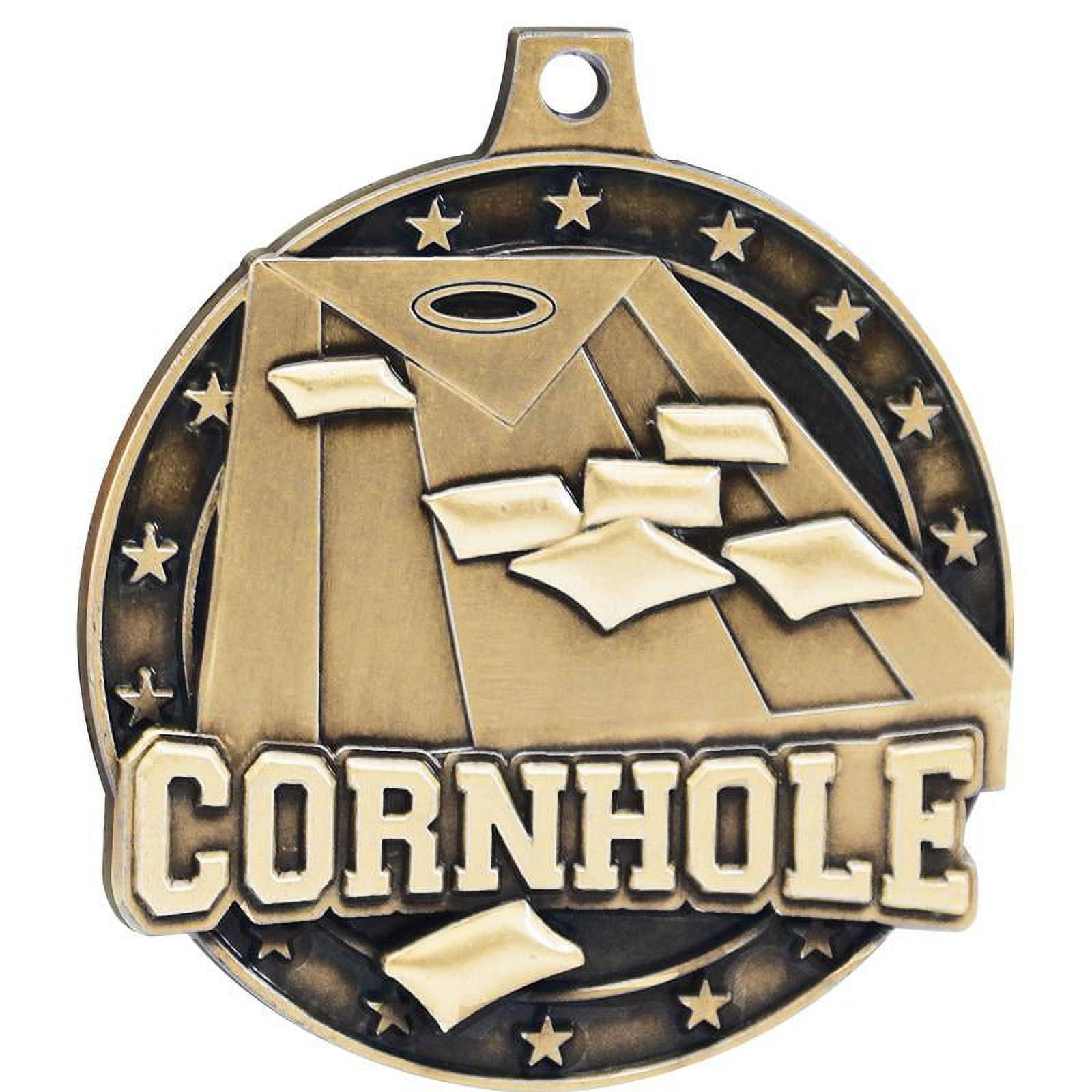 Cornhole Medals, 2" Gold Diecast Cornhole Medal Award 5 Pack