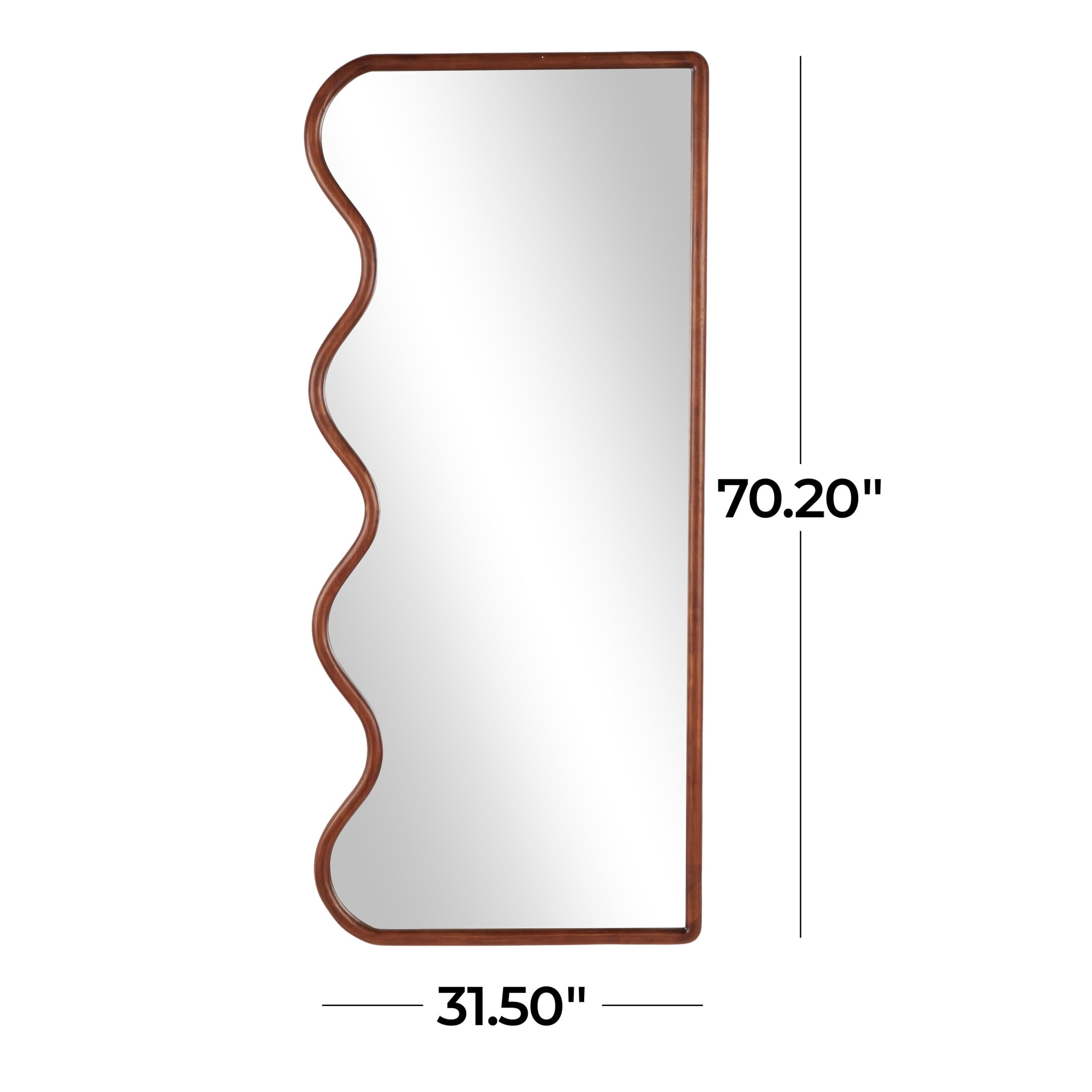 DecMode 32" x 70" Brown Wavy Abstract Wall Mirror