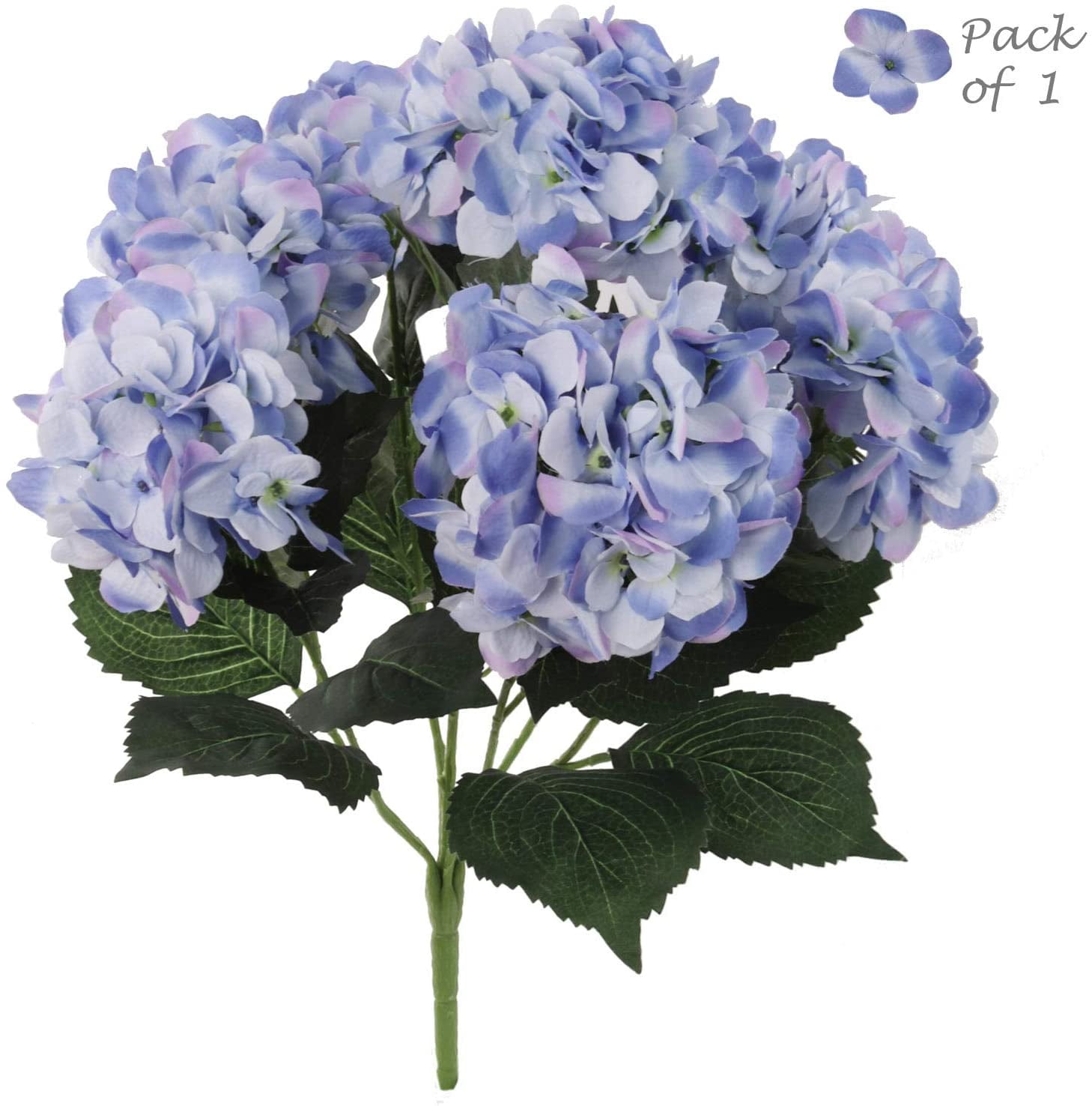 Floral Home Hydrangea Silk Flowers Plant, Blue, Indoor Home Decoration