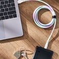 thumbnail image 2 of onn. USB To USB-C Glitter Cable, Purple & Mint, 6', 2 of 6