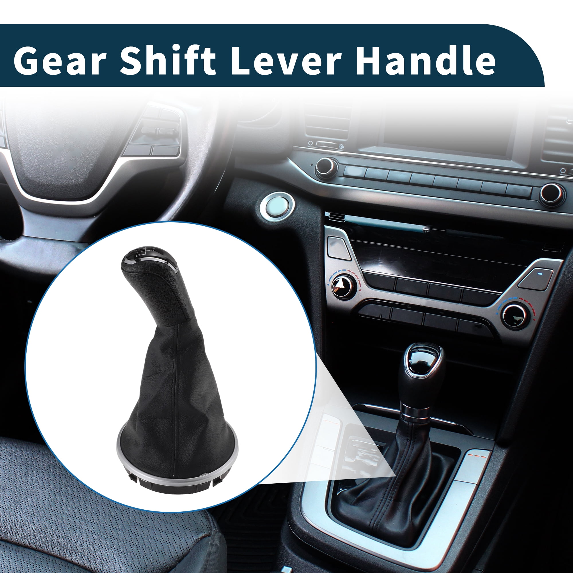 Unique Bargains Manual Gear Shift Knob Handle for Skoda Fabia 2 2007-2010 Shift Gear Lever Knob Gearstick Gaiter Boot Cover Plastic Leather