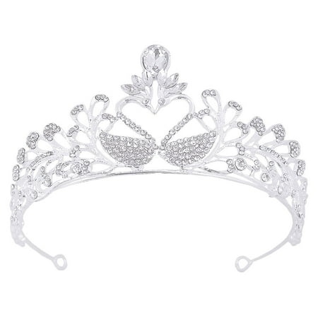 

1pc Rhinestone Crown Headdress Swan Modeling Tiara Wedding Crown Headdress