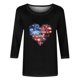 thumbnail image 4 of Fiudx Ofertas Flash Del Día Solo En Línea Blusa Holgada con Estampado Del Día de La Independencia, Manga Tres Cuartos, Cuello Redondo, Informal, para Mujer, 4 of 4
