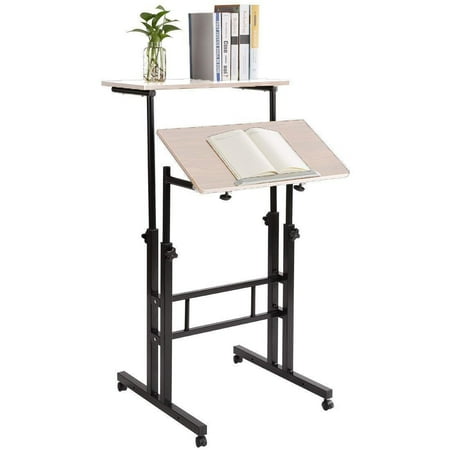 Ubesgoo Wheels Mobile Stand Up Desk Height Adjustable Computer