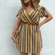 thumbnail image 3 of Puntoco Vestido De Manga Corta Con Cuello En V, Estampado De Verano Para Mujer, Talla Grande, Suelto, Dorado, Xxl, 3 of 7