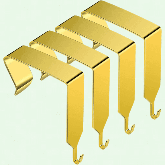 Over The Door Hook Panel Wall Metal Over Door Hook Cubicle Picture Door Hanger for Clothing (Gold, 4 Pieces)