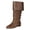 Brown, variant on Women's Slouchy Mid Calf Boots Casual Fold Over Wide Calf Pull on Booties 2026 Fall Trendy Round Toe Long Boots