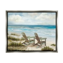 Stupell Industries View For Two Beach Chairs Nature Painting Gray Floater Framed Canvas Art Print Wall Art, 31 x 25