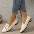 thumbnail image 2 of HAOTAGS Block Heel Pumps Women,Flat Loafers White, 2 of 2