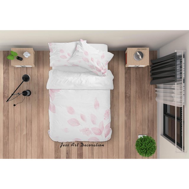 3D Acuarela Rosa Pétalo Funda de edredón Set Ropa de cama Set Funda nórdica Fundas de almohada