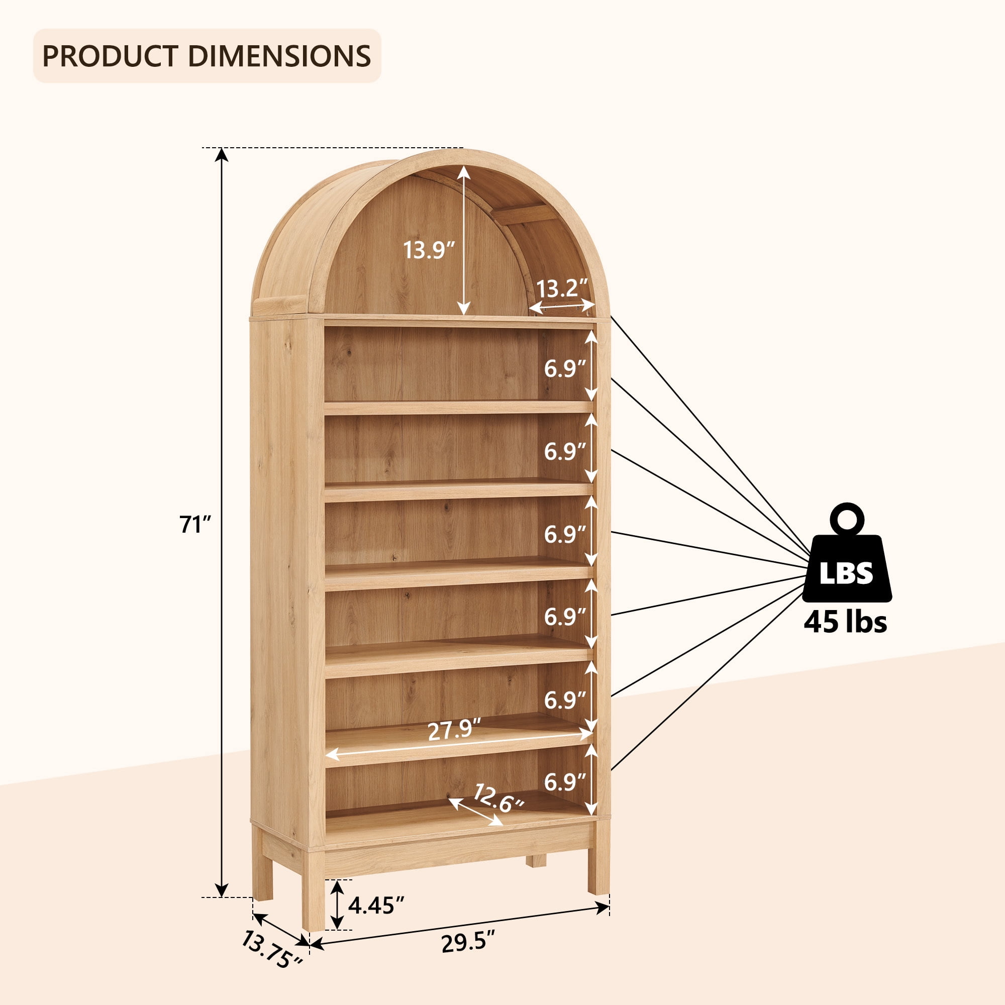 SinCiDo 71" Arched Shoe Storage Cabinet, Wooden Shoe Organizer Rack for 28 Pairs, 7 Tier, 3 Adjustable Shelves