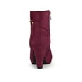 thumbnail image 2 of BLISSFUL STEP Women's Ankle Boots Faux Suede Round Toe Block Heel Side Zipper Dress Boots Burgundy 7.5, 2 of 7