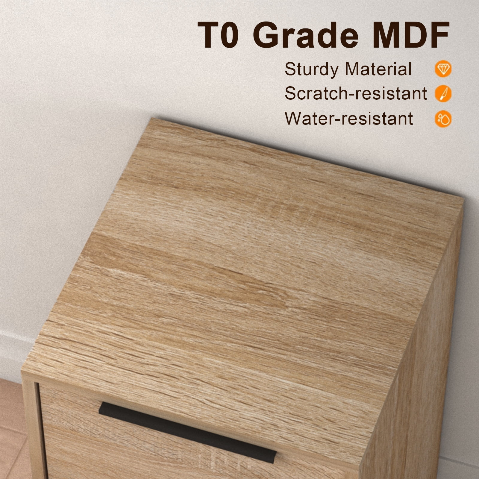 Marcree 2 Drawer File Cabinet, Wood Small Filing Cabinets with Hanging Bars for Letter Size, Wooden Vertical File Cabinets for Home Office, Oak