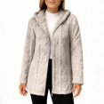 thumbnail image 5 of Women's Fashionable Solid Color Long Sleeved Loose Hooded Zipper Down Plush Jacket, Embroidered Design for Cozy and Chic Look,Khaki,2XL, 5 of 5