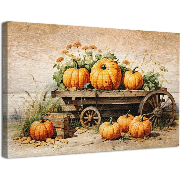 Retro Farmhouse Wall Art Pumpkins Pictures Wall Decor for Living Room Kitchen Dinner Room Decorations Rustic Still Life Canvas Prints Framed Painting Home Artworks Thanksgiving Halloween Gifts 12x16