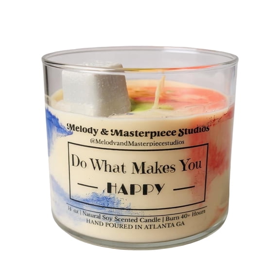 Natural Soy Wax Candle Jar with Lid (14.5oz) – Long-Lasting 35 Hours Burn Time – Ideal for Backyard, Patio, Decks & Indoor - (Do What Makes You Happy)