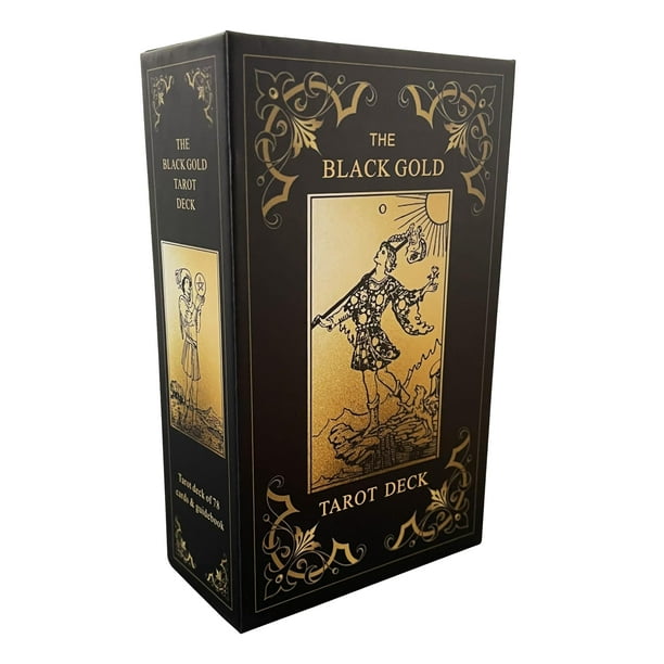 Juego de cartas de tarot Qcsdckot Black Gold con guía para principiantes