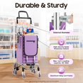 thumbnail image 2 of Folding Shopping Cart with Removable Liner, 90 lb Capacity, 360° Swivel Wheels - Heavy Duty for Stairs, Laundry & Travel, 2 of 6