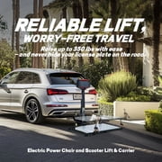 Rockland Electric Wheelchair & Scooter Carrier Lift, Hitch-Mount Automatic Mobility Lift, 350 lb Capacity, Foldable Platform with Manual Crank for 2 Receiver