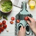 thumbnail image 3 of Retro Cutting Board, Patterned Circular Frames with Antique Accessories Spartan Classic Costume, Decorative Tempered Glass Cutting and Serving Board, Wine Bottle Shape, Black and White, by Ambesonne, 3 of 5