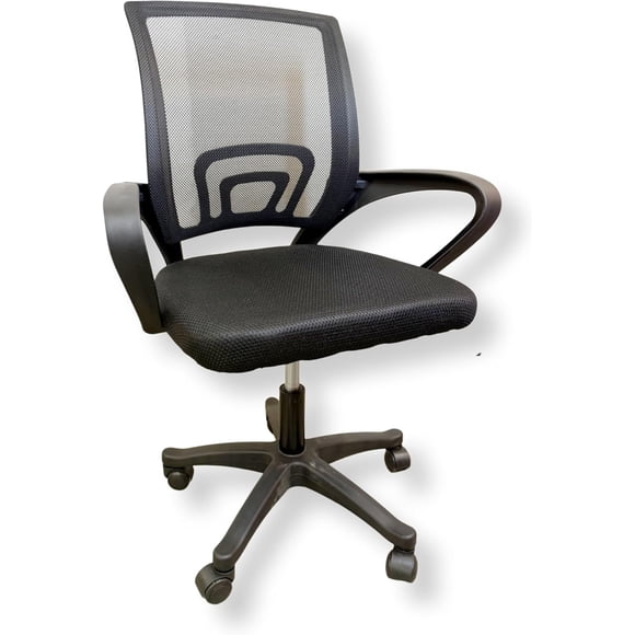 Blackbox Silla de Oficina Ergonómica Negra Ajustable, Respaldo de Malla Transpirable, Altura Regulable, Base Metálica Cromada y Ruedas Giratorias para Home Office y Oficina
