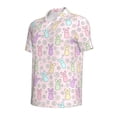 thumbnail image 2 of Vsdgher Colorful Bunny Print Men's Short Sleeve Stretch Polo Shirt, Moisture-Wicking Performance Polo Shirt, 2 of 8