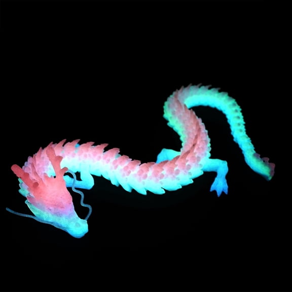 Glowing at Night 3D Printed dragon,Flexible Joint Animal lacertid Figurines,Realistic Eyes, Home Office Decor,Fidget Toy for Adults Teens Boy Festival Gifts