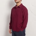 thumbnail image 5 of Men's Casual Linen Button Down Shirt - Long Sleeve, Loose Fit - Polyester Blend for Autumn - V-Neck, S-XXXL Sizes, Machine Washable, 5 of 8