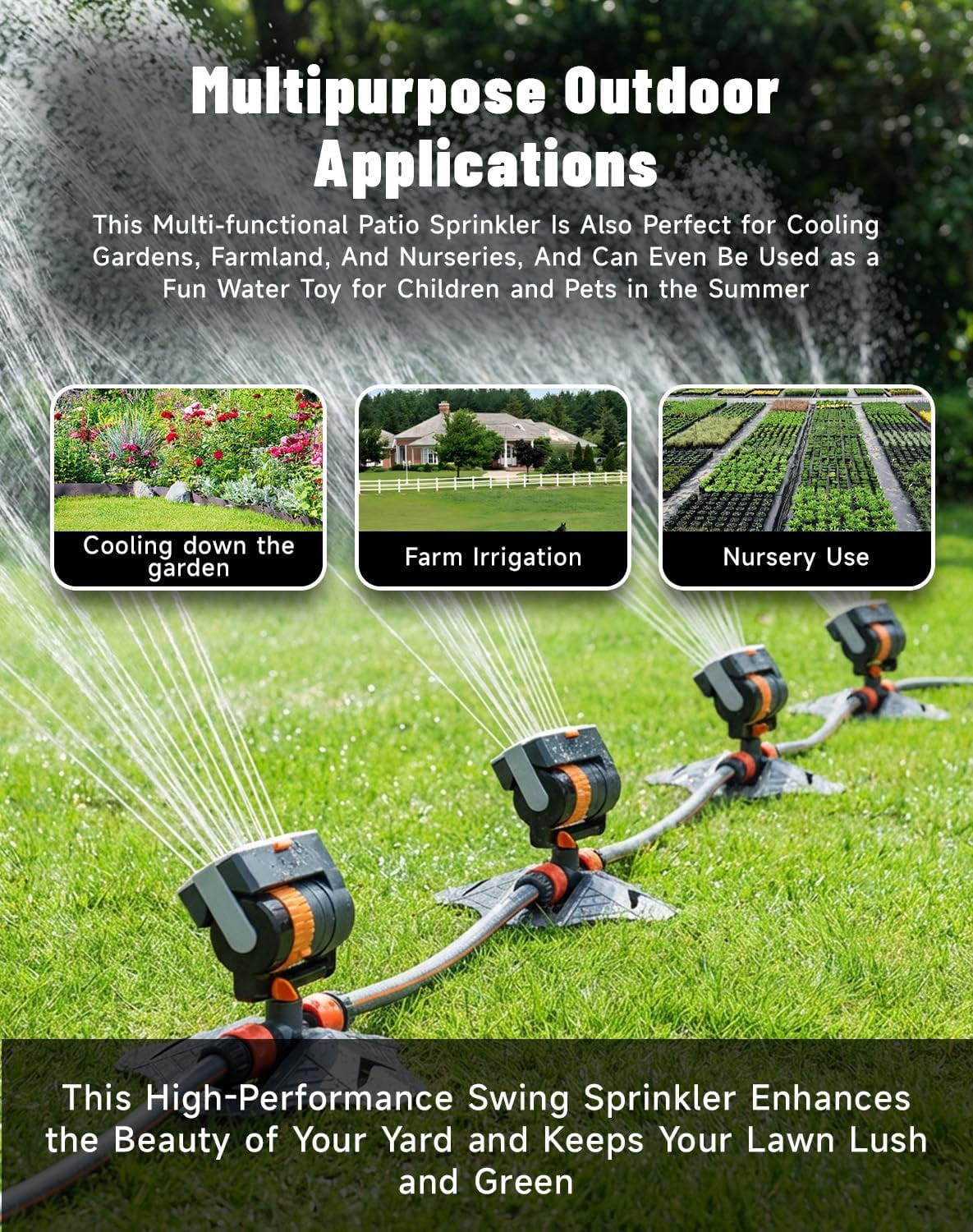 2026 Upgraded 16-Nozzle Oscillating Sprinkler with Dual-Zone Sprinkler Water Timer,360° 16-Hole Automatic Rocking Sprinkler for Lawn Yard Garden Watering