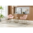 thumbnail image 3 of Accent Chair Set of 2, Modern Teddy Upholstered Vanity Desk Chairs with Cross Metal Legs, Comfy Cute Single Sofa Chair Leisure Armchairs with Soft Cushion for Living Room Bedroom Dining Room, Pink, 3 of 7