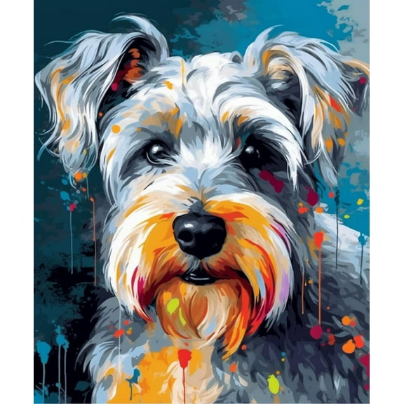 Paint by Numbers for Adults - Colorful Schnauzer - Acrylic Easy Paint by Numbers for Adults Beginner DIY Painting by Numbers for Gift Home Wall Decor 16”W x 20”L-