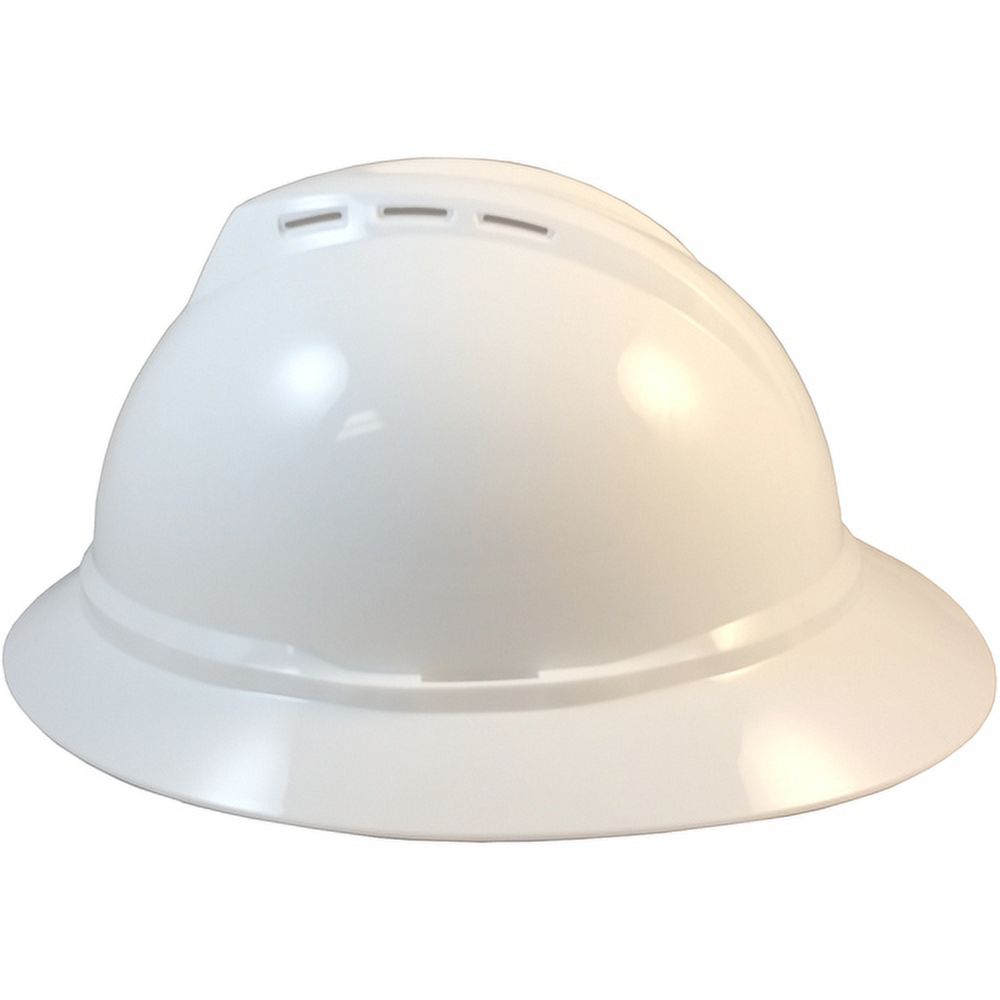 MSA Advance Full Brim Vented Hard Hats with 4 Point Ratchet Suspensions White