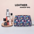 thumbnail image 4 of cool Skull colorful Makeup Bag, Large Capacity Travel Cosmetic Bag for Women Girls- Travel Toiletry Bag Leather Portable Waterproof Makeup Case Organizer with Handle, 4 of 4