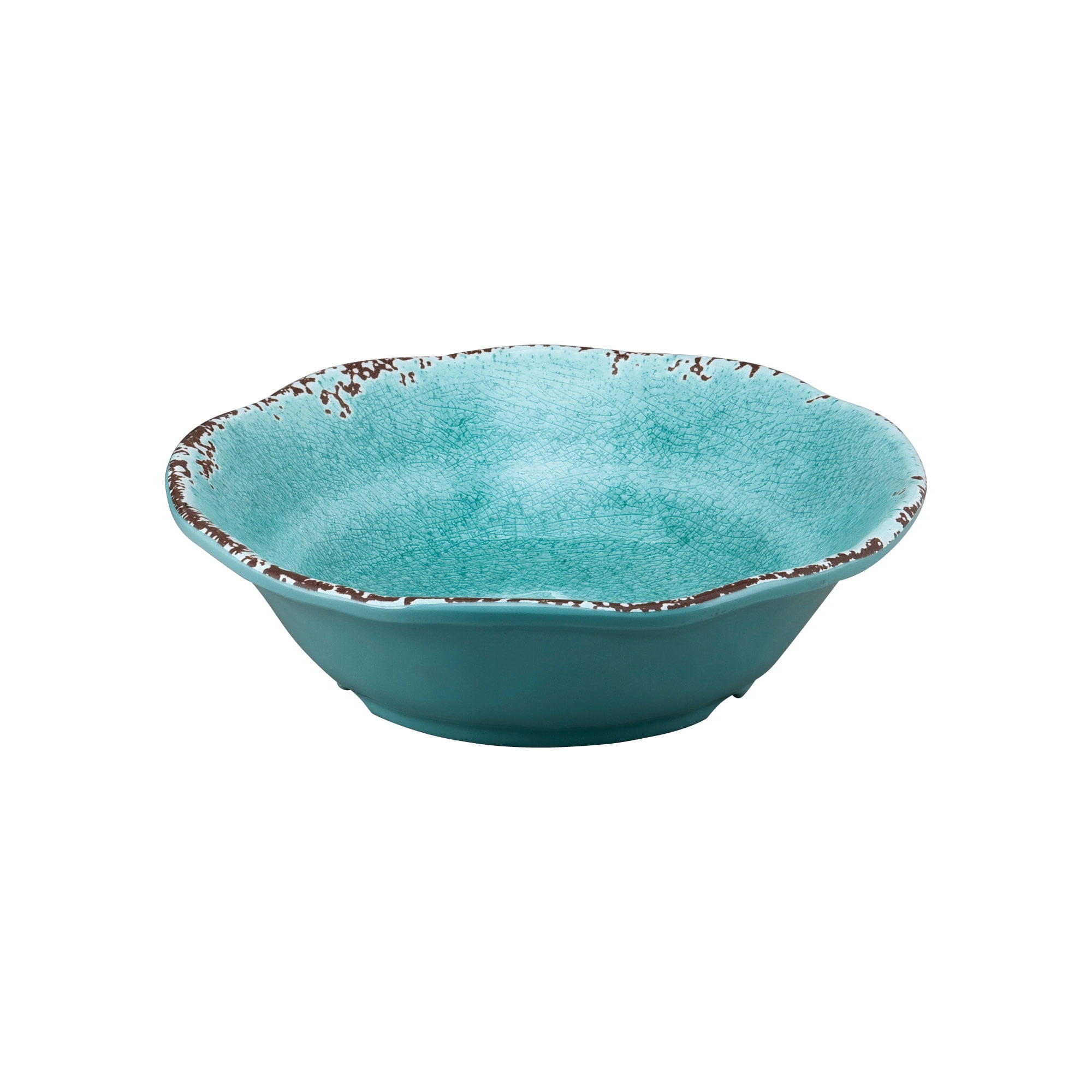 Gourmet Art 12-Piece Crackle Melamine Dinnerware Set, Turquoise, Service  for 4. Includes Dinner Plates, Salad Plates and Bowls. 
