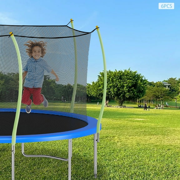 6pcs 196cm Universal Curved Pole Trampoline Replacement Enclosure Poles Trampoline Net Poles Trampoline Poles Replacement Green
