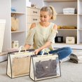 thumbnail image 3 of 3 Pack Purse Dust Bag, Clear Purse Storage, Handbag Storage Organizer with Zipper and Handles S M L, 3 of 5