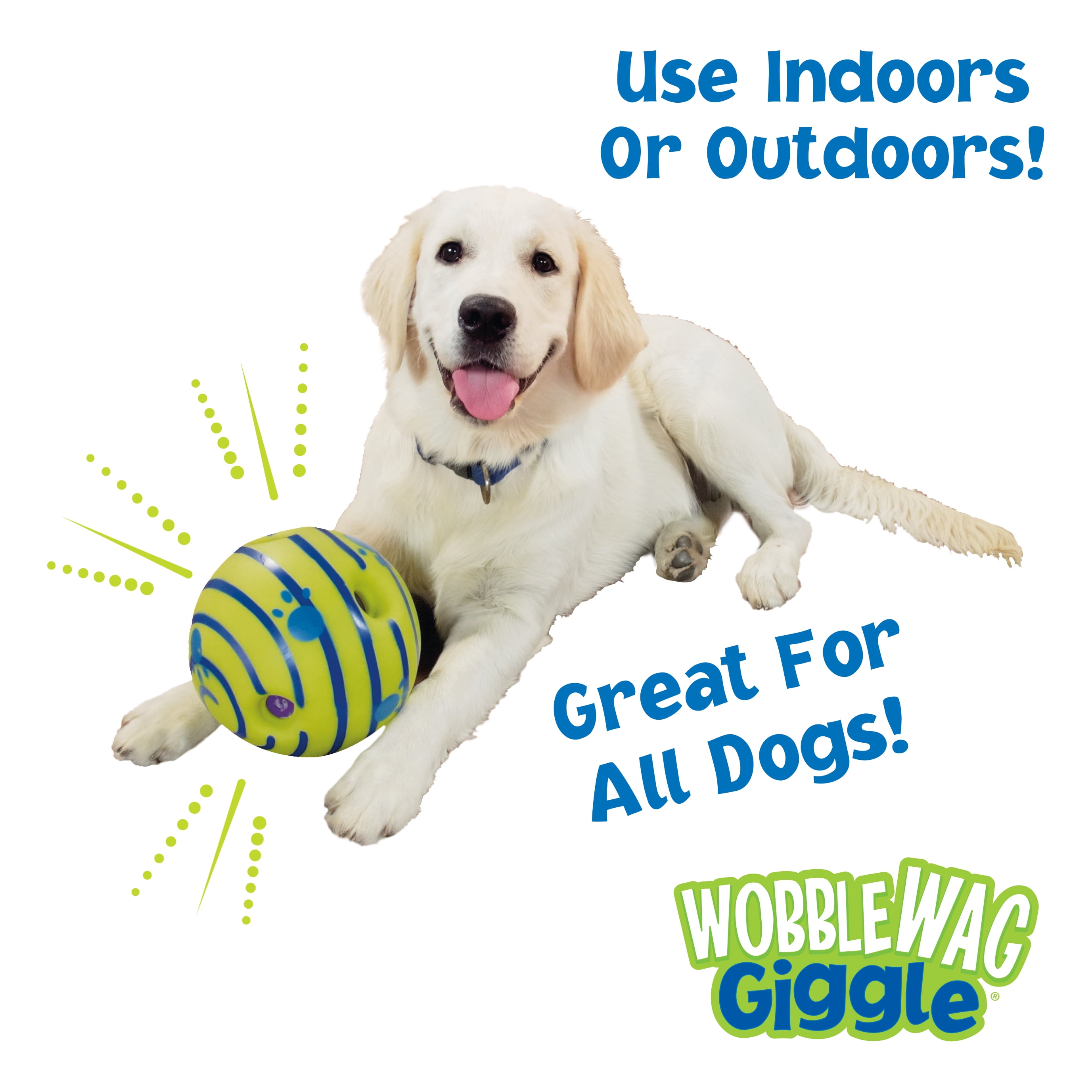 Pets Know Best Wobble Wag Giggle Ball Dog Toy, Tear-Resistant, Green