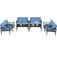thumbnail image 1 of Costway 8PCS Patio Furniture Set Aluminum Frame Cushioned Sofa Chair Coffee Table Blue, 1 of 6
