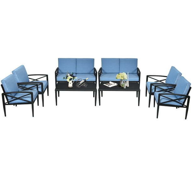 Costway 8pcs Patio Furniture Set Aluminum Frame Cushioned Sofa Chair Coffee Table Blue Com - Patio Furniture Aluminum Frame Costway 8pcs Patio Furniture Set Aluminum Frame Cushioned Sofa Chair Coffee Table Blue Com - Patio Furniture Aluminum Frame