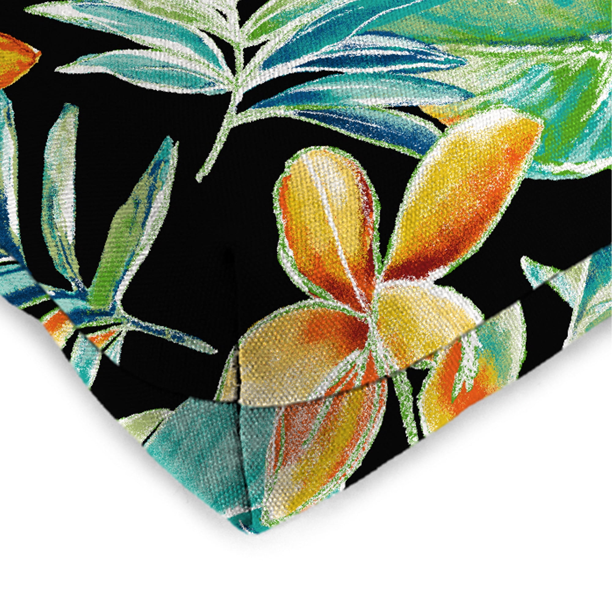 Jordan Manufacturing 19" x 19" Beachcrest Caviar Black Floral Square Tufted Contoured Outdoor Wicker Seat Cushion (2 Pack)