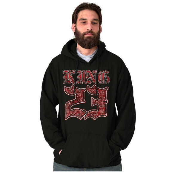 King 23 Athlete Bandana Pattern Hoodie Hooded Sweatshirt Men Brisco Brands S